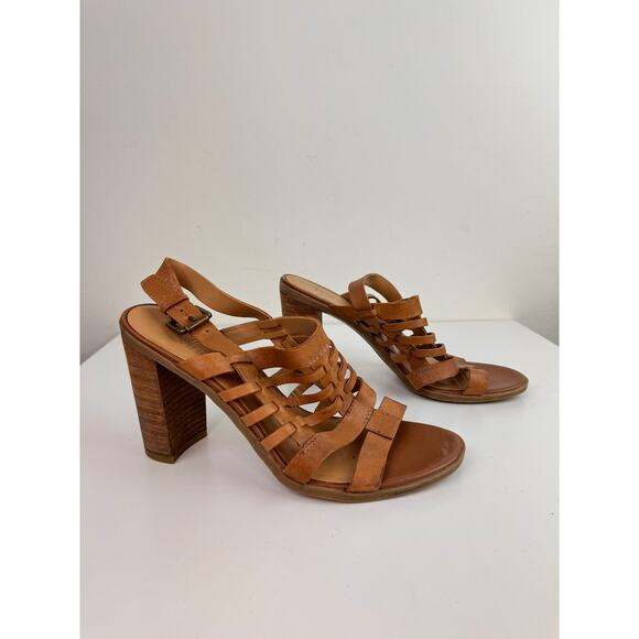 Franco Sarto Darina Women's Shoes US 8.5 Brown Leather Block Heel Strappy Sandal - Picture 2 of 8